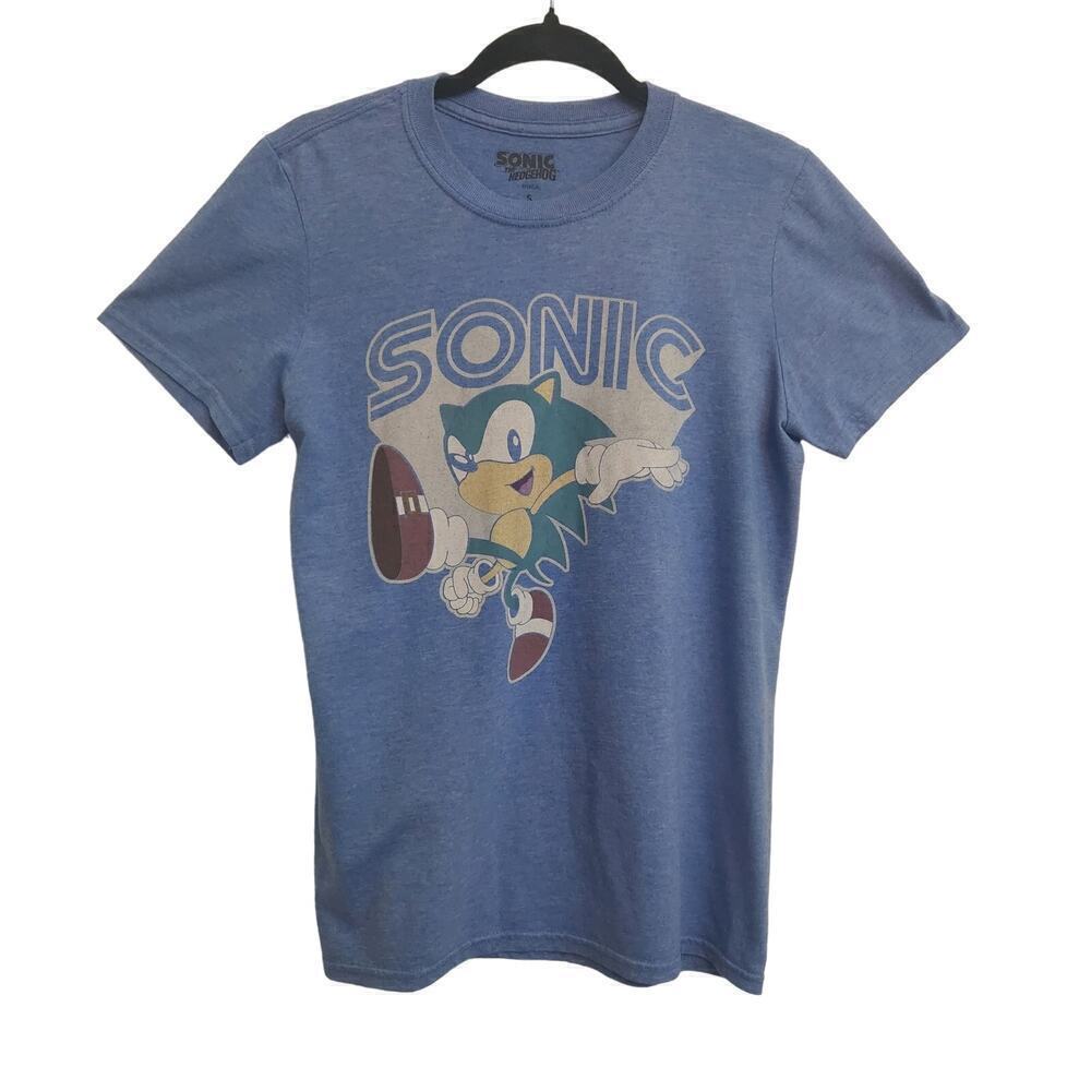 Sega Sonic The Hedge Hog‎ Graphic Tee Shirt Gamer Fun Men's Size Small Blue